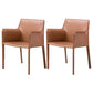 Contemporary Faux Leather Dining Chair Upholstered Dining Arm Chair Brown 2 Piece Set Clearhalo 'Dining Chairs' 'Dining Tables & Seating' 'dining_chair' 'furn' 'furn_dining_chair' 'Furniture' 'Kitchen & Dining Furniture' 5598510