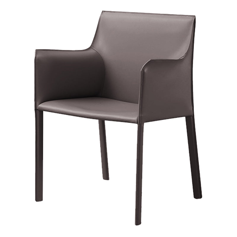 Contemporary Faux Leather Dining Chair Upholstered Dining Arm Chair Coffee 1 Piece Clearhalo 'Dining Chairs' 'Dining Tables & Seating' 'dining_chair' 'furn' 'furn_dining_chair' 'Furniture' 'Kitchen & Dining Furniture' 5598516