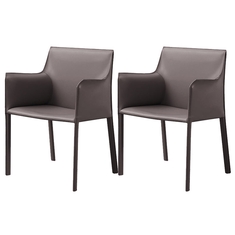 Contemporary Faux Leather Dining Chair Upholstered Dining Arm Chair Coffee 2 Piece Set Clearhalo 'Dining Chairs' 'Dining Tables & Seating' 'dining_chair' 'furn' 'furn_dining_chair' 'Furniture' 'Kitchen & Dining Furniture' 5598517
