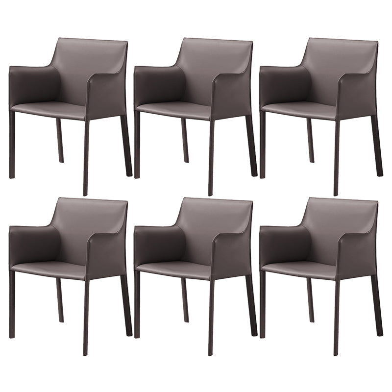 Contemporary Faux Leather Dining Chair Upholstered Dining Arm Chair Coffee 6 Piece Set Clearhalo 'Dining Chairs' 'Dining Tables & Seating' 'dining_chair' 'furn' 'furn_dining_chair' 'Furniture' 'Kitchen & Dining Furniture' 5598519