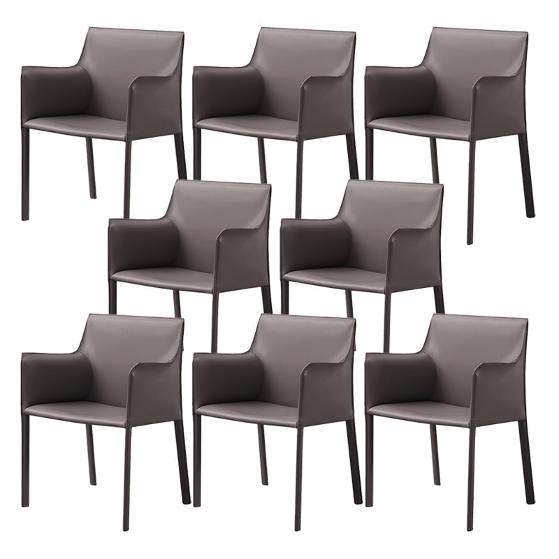 Contemporary Faux Leather Dining Chair Upholstered Dining Arm Chair Coffee 8 Piece Set Clearhalo 'Dining Chairs' 'Dining Tables & Seating' 'dining_chair' 'furn' 'furn_dining_chair' 'Furniture' 'Kitchen & Dining Furniture' 5598520