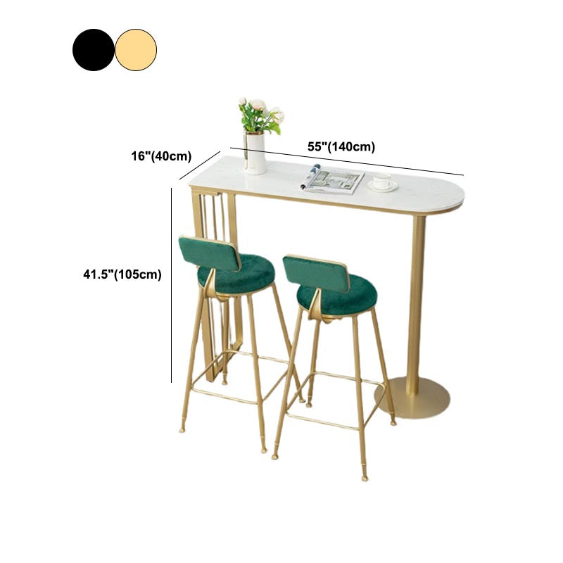 Glam Style Bar Table Faux Marble Bar Wine Table with Double pedestal Clearhalo 'Bar Furniture' 'Bar Tables' 'bar_tables' 'furn' 'furn_bar_tables' 'Furniture' 'Kitchen & Dining Furniture' 5598608