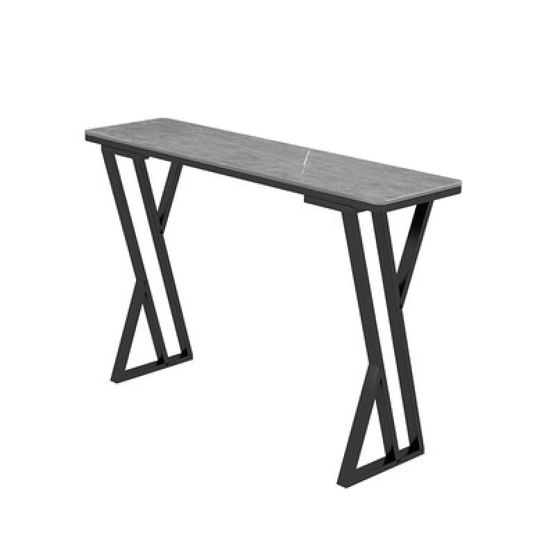 Sintered Stone Top Rectangular Pub Table Industrial Bistro Table with Double Pedestal Gray Without Chairs Clearhalo 'Bar Furniture' 'Bar Tables' 'bar_tables' 'furn' 'furn_bar_tables' 'Furniture' 'Kitchen & Dining Furniture' 5598638
