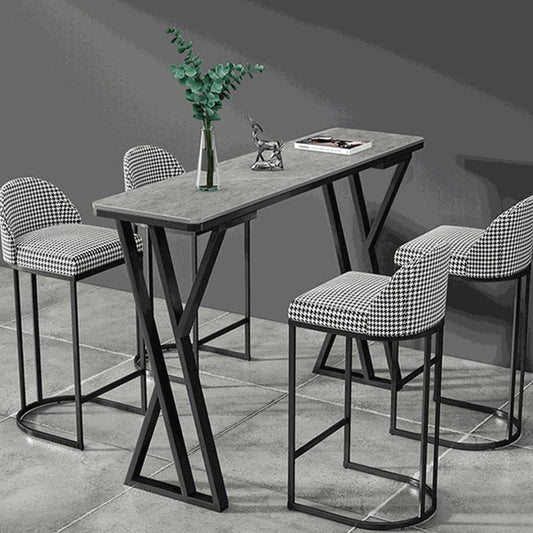 Sintered Stone Top Rectangular Pub Table Industrial Bistro Table with Double Pedestal Clearhalo 'Bar Furniture' 'Bar Tables' 'bar_tables' 'furn' 'furn_bar_tables' 'Furniture' 'Kitchen & Dining Furniture' 5598650