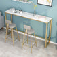 Nordic Glam Rectangle Bar Counter Table Stone Bar Counter Table for Kitchen 78.7"L x 15.7"W x 41.3"H White Without Chairs Clearhalo 'Bar Furniture' 'Bar Tables' 'bar_tables' 'furn' 'furn_bar_tables' 'Furniture' 'Kitchen & Dining Furniture' 5598871
