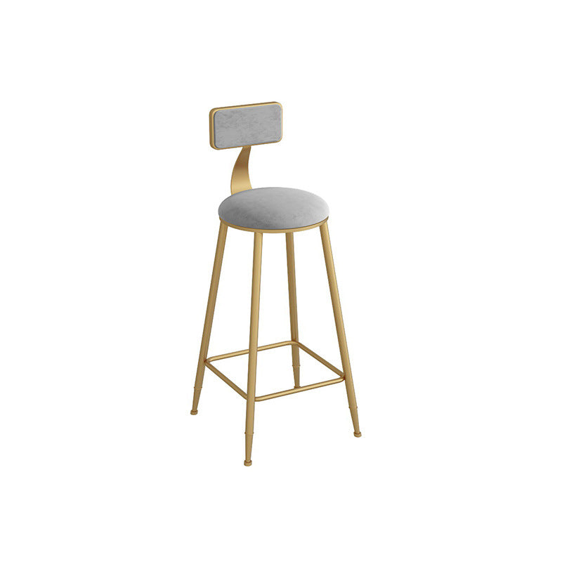 Industrial Metal Barstool Faux Leather Fabric Counter Stool with Gold Legs Grey 1 Piece Clearhalo 'Bar Furniture' 'Bar Stools' 'bar_stools' 'furn' 'furn_bar_stools' 'Furniture' 'Kitchen & Dining Furniture' 5599091