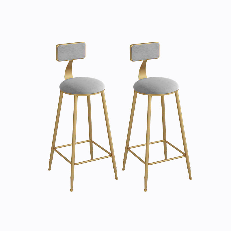 Industrial Metal Barstool Faux Leather Fabric Counter Stool with Gold Legs Grey 2 Piece Set Clearhalo 'Bar Furniture' 'Bar Stools' 'bar_stools' 'furn' 'furn_bar_stools' 'Furniture' 'Kitchen & Dining Furniture' 5599092