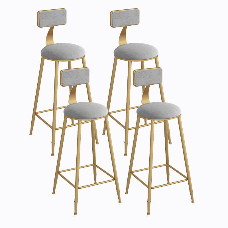 Industrial Metal Barstool Faux Leather Fabric Counter Stool with Gold Legs Grey 4 Piece Set Clearhalo 'Bar Furniture' 'Bar Stools' 'bar_stools' 'furn' 'furn_bar_stools' 'Furniture' 'Kitchen & Dining Furniture' 5599094