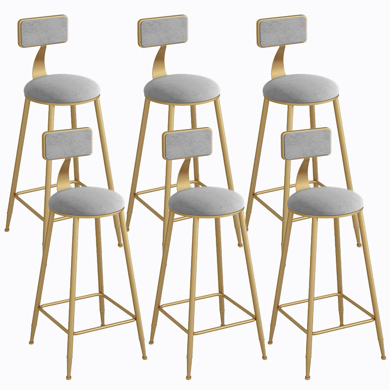 Industrial Metal Barstool Faux Leather Fabric Counter Stool with Gold Legs Grey 6 Piece Set Clearhalo 'Bar Furniture' 'Bar Stools' 'bar_stools' 'furn' 'furn_bar_stools' 'Furniture' 'Kitchen & Dining Furniture' 5599097