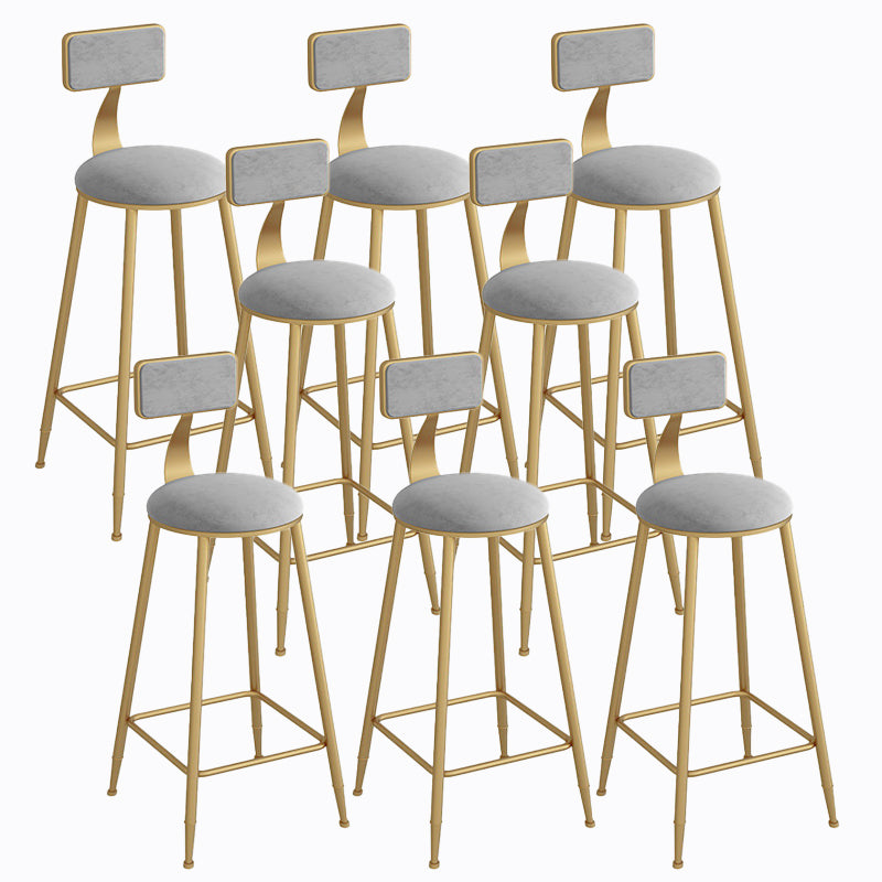 Industrial Metal Barstool Faux Leather Fabric Counter Stool with Gold Legs Grey 8 Piece Set Clearhalo 'Bar Furniture' 'Bar Stools' 'bar_stools' 'furn' 'furn_bar_stools' 'Furniture' 'Kitchen & Dining Furniture' 5599098