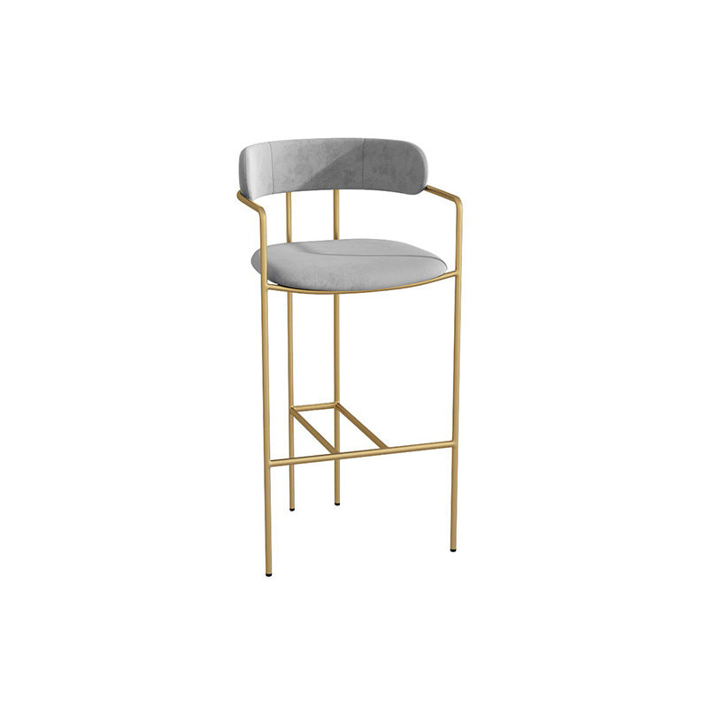 Industrial Metal Barstool Faux Leather Fabric Counter Stool with Gold Legs Dark Gray 1 Piece Clearhalo 'Bar Furniture' 'Bar Stools' 'bar_stools' 'furn' 'furn_bar_stools' 'Furniture' 'Kitchen & Dining Furniture' 5599100