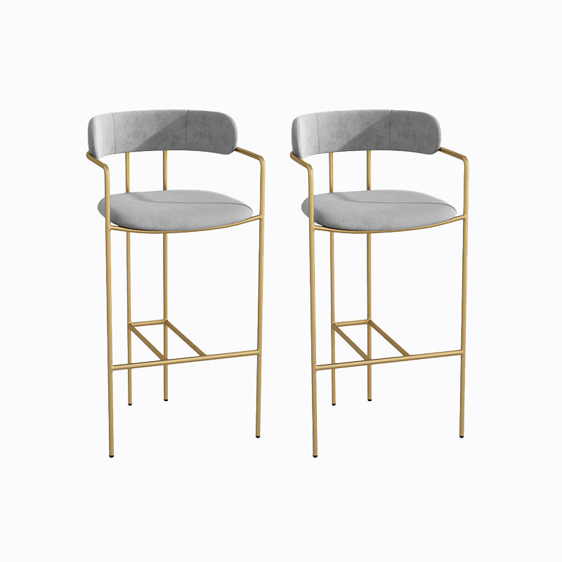 Industrial Metal Barstool Faux Leather Fabric Counter Stool with Gold Legs Dark Gray 2 Piece Set Clearhalo 'Bar Furniture' 'Bar Stools' 'bar_stools' 'furn' 'furn_bar_stools' 'Furniture' 'Kitchen & Dining Furniture' 5599103