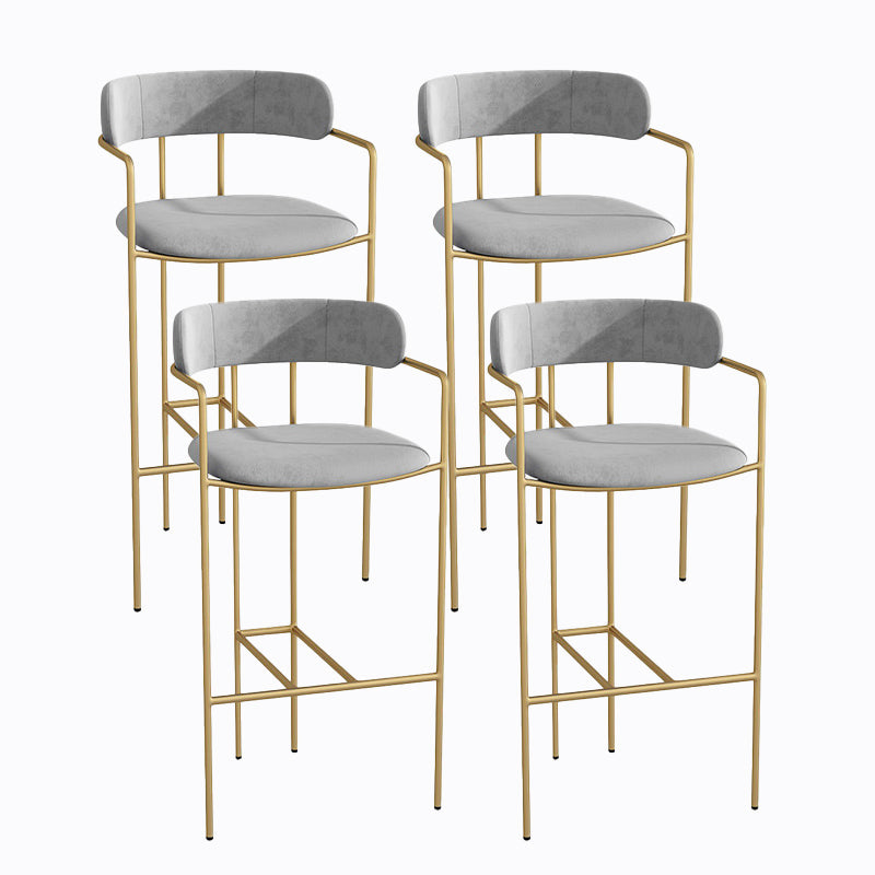 Industrial Metal Barstool Faux Leather Fabric Counter Stool with Gold Legs Dark Gray 4 Piece Set Clearhalo 'Bar Furniture' 'Bar Stools' 'bar_stools' 'furn' 'furn_bar_stools' 'Furniture' 'Kitchen & Dining Furniture' 5599105