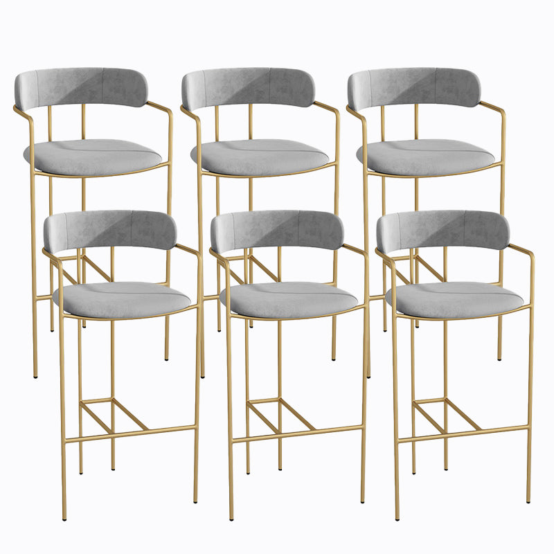 Industrial Metal Barstool Faux Leather Fabric Counter Stool with Gold Legs Dark Gray 6 Piece Set Clearhalo 'Bar Furniture' 'Bar Stools' 'bar_stools' 'furn' 'furn_bar_stools' 'Furniture' 'Kitchen & Dining Furniture' 5599107