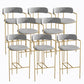 Industrial Metal Barstool Faux Leather Fabric Counter Stool with Gold Legs Dark Gray 8 Piece Set Clearhalo 'Bar Furniture' 'Bar Stools' 'bar_stools' 'furn' 'furn_bar_stools' 'Furniture' 'Kitchen & Dining Furniture' 5599108