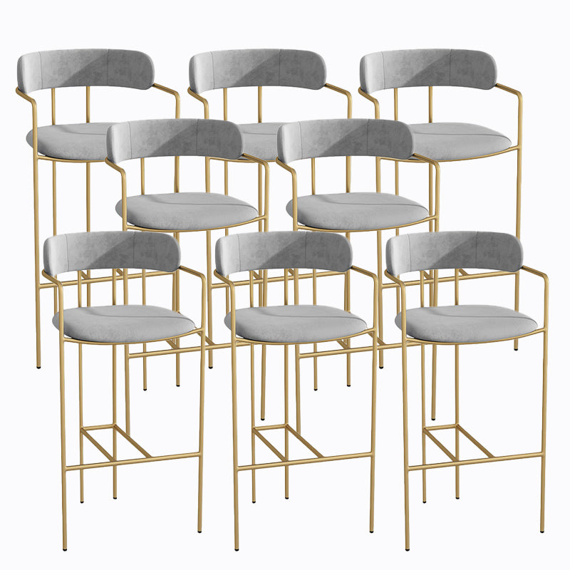Industrial Metal Barstool Faux Leather Fabric Counter Stool with Gold Legs Dark Gray 8 Piece Set Clearhalo 'Bar Furniture' 'Bar Stools' 'bar_stools' 'furn' 'furn_bar_stools' 'Furniture' 'Kitchen & Dining Furniture' 5599108