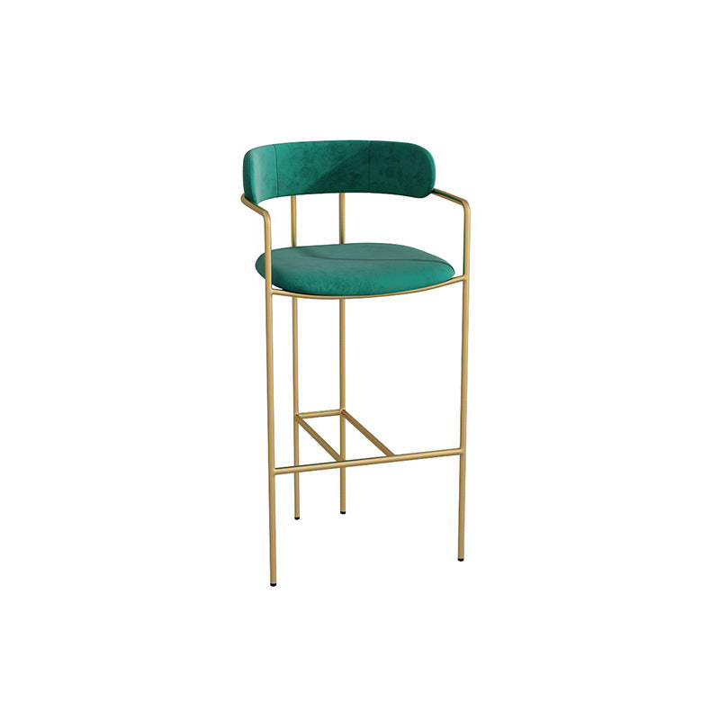 Industrial Metal Barstool Faux Leather Fabric Counter Stool with Gold Legs Dark Army Green 1 Piece Clearhalo 'Bar Furniture' 'Bar Stools' 'bar_stools' 'furn' 'furn_bar_stools' 'Furniture' 'Kitchen & Dining Furniture' 5599109