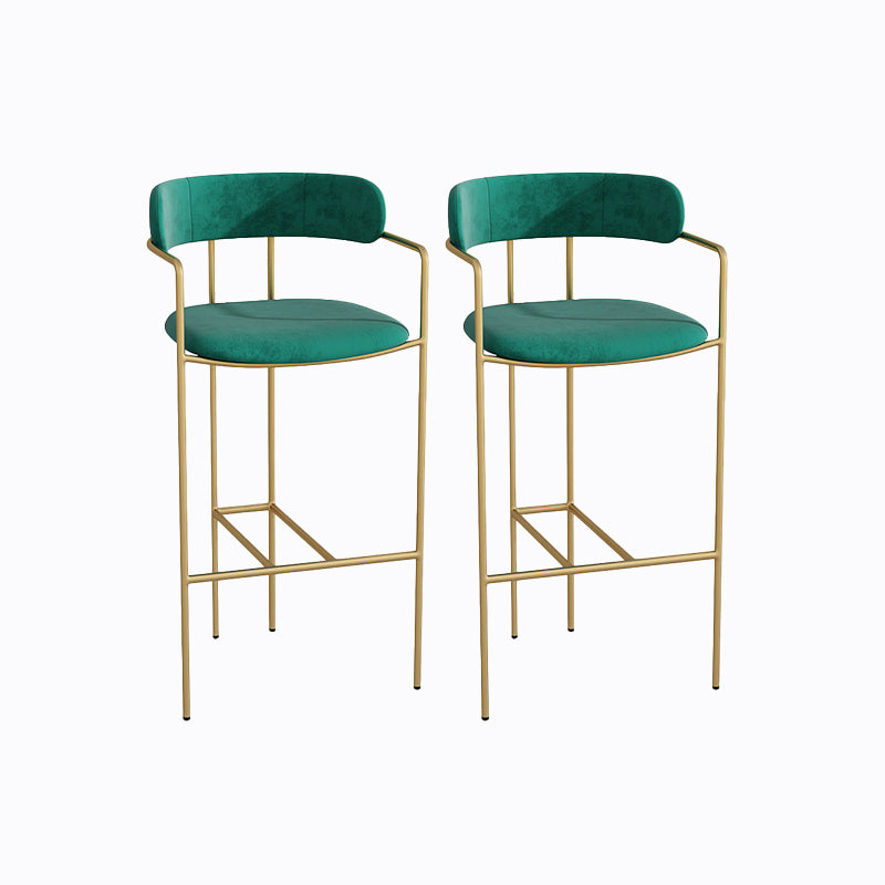 Industrial Metal Barstool Faux Leather Fabric Counter Stool with Gold Legs Dark Army Green 2 Piece Set Clearhalo 'Bar Furniture' 'Bar Stools' 'bar_stools' 'furn' 'furn_bar_stools' 'Furniture' 'Kitchen & Dining Furniture' 5599110