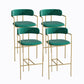 Industrial Metal Barstool Faux Leather Fabric Counter Stool with Gold Legs Dark Army Green 4 Piece Set Clearhalo 'Bar Furniture' 'Bar Stools' 'bar_stools' 'furn' 'furn_bar_stools' 'Furniture' 'Kitchen & Dining Furniture' 5599111