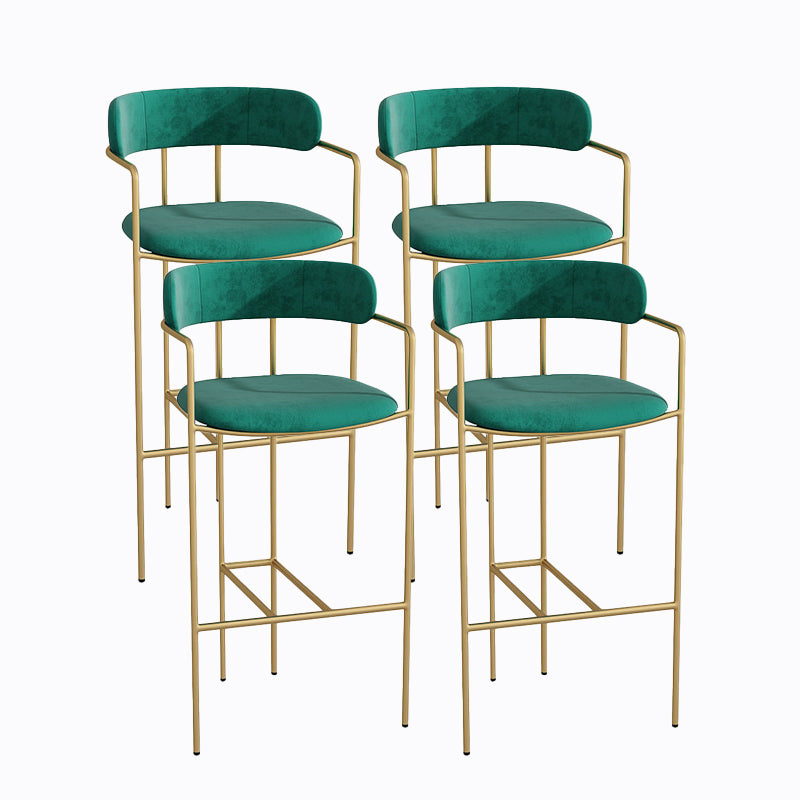 Industrial Metal Barstool Faux Leather Fabric Counter Stool with Gold Legs Dark Army Green 4 Piece Set Clearhalo 'Bar Furniture' 'Bar Stools' 'bar_stools' 'furn' 'furn_bar_stools' 'Furniture' 'Kitchen & Dining Furniture' 5599111