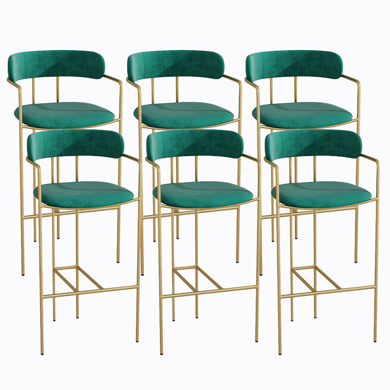 Industrial Metal Barstool Faux Leather Fabric Counter Stool with Gold Legs Dark Army Green 6 Piece Set Clearhalo 'Bar Furniture' 'Bar Stools' 'bar_stools' 'furn' 'furn_bar_stools' 'Furniture' 'Kitchen & Dining Furniture' 5599112