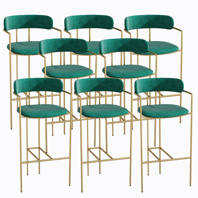 Industrial Metal Barstool Faux Leather Fabric Counter Stool with Gold Legs Dark Army Green 8 Piece Set Clearhalo 'Bar Furniture' 'Bar Stools' 'bar_stools' 'furn' 'furn_bar_stools' 'Furniture' 'Kitchen & Dining Furniture' 5599113
