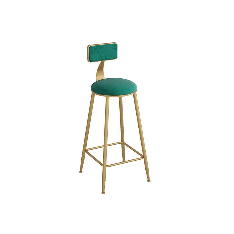Industrial Metal Barstool Faux Leather Fabric Counter Stool with Gold Legs Blackish Green 1 Piece Clearhalo 'Bar Furniture' 'Bar Stools' 'bar_stools' 'furn' 'furn_bar_stools' 'Furniture' 'Kitchen & Dining Furniture' 5599114