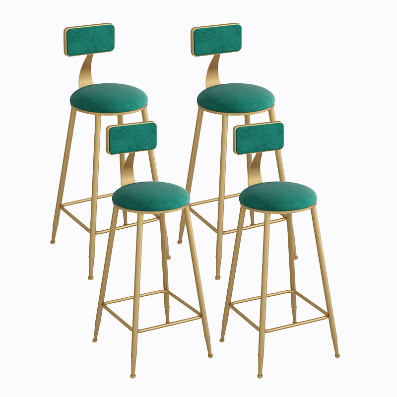 Industrial Metal Barstool Faux Leather Fabric Counter Stool with Gold Legs Blackish Green 4 Piece Set Clearhalo 'Bar Furniture' 'Bar Stools' 'bar_stools' 'furn' 'furn_bar_stools' 'Furniture' 'Kitchen & Dining Furniture' 5599116