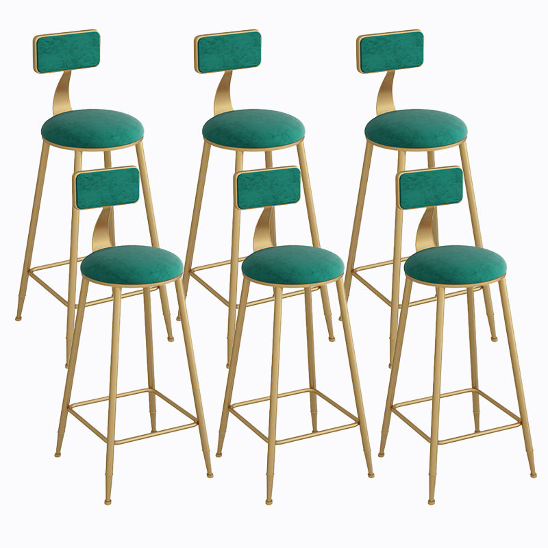 Industrial Metal Barstool Faux Leather Fabric Counter Stool with Gold Legs Blackish Green 6 Piece Set Clearhalo 'Bar Furniture' 'Bar Stools' 'bar_stools' 'furn' 'furn_bar_stools' 'Furniture' 'Kitchen & Dining Furniture' 5599117