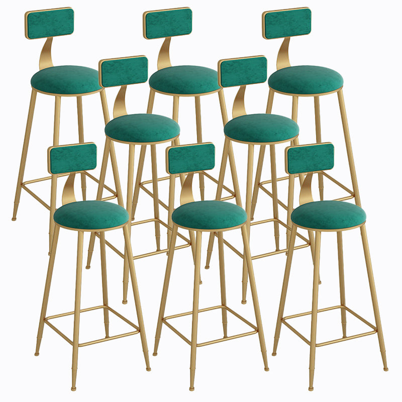 Industrial Metal Barstool Faux Leather Fabric Counter Stool with Gold Legs Blackish Green 8 Piece Set Clearhalo 'Bar Furniture' 'Bar Stools' 'bar_stools' 'furn' 'furn_bar_stools' 'Furniture' 'Kitchen & Dining Furniture' 5599118