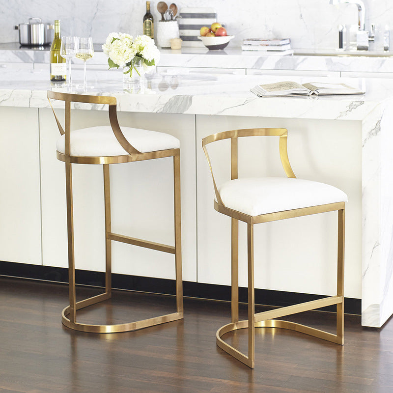 Glam Style Upholstered Counter Height Stool Metal Bar Stool Bar Stool Clearhalo 'Bar Furniture' 'Bar Stools' 'bar_stools' 'furn' 'furn_bar_stools' 'Furniture' 'Kitchen & Dining Furniture' 5599121