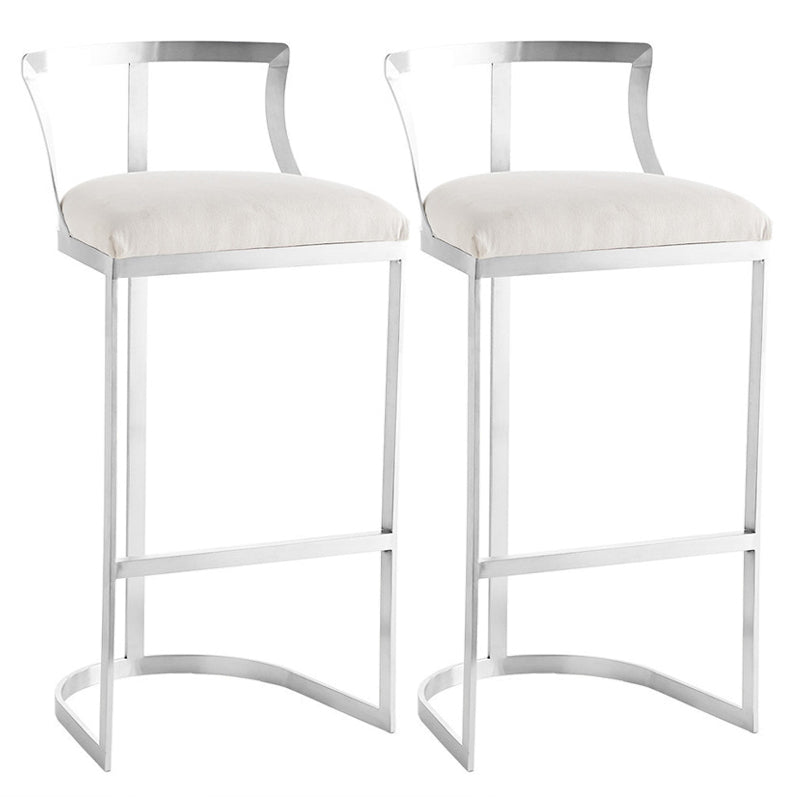 Glam Style Upholstered Counter Height Stool Metal Bar Stool Bar Stool Silver 2 Piece Set Clearhalo 'Bar Furniture' 'Bar Stools' 'bar_stools' 'furn' 'furn_bar_stools' 'Furniture' 'Kitchen & Dining Furniture' 5599122