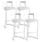 Glam Style Upholstered Counter Height Stool Metal Bar Stool Bar Stool Silver 4 Piece Set Clearhalo 'Bar Furniture' 'Bar Stools' 'bar_stools' 'furn' 'furn_bar_stools' 'Furniture' 'Kitchen & Dining Furniture' 5599123