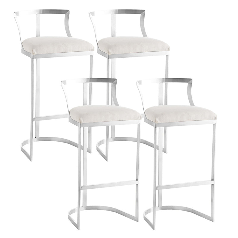 Glam Style Upholstered Counter Height Stool Metal Bar Stool Bar Stool Silver 4 Piece Set Clearhalo 'Bar Furniture' 'Bar Stools' 'bar_stools' 'furn' 'furn_bar_stools' 'Furniture' 'Kitchen & Dining Furniture' 5599123