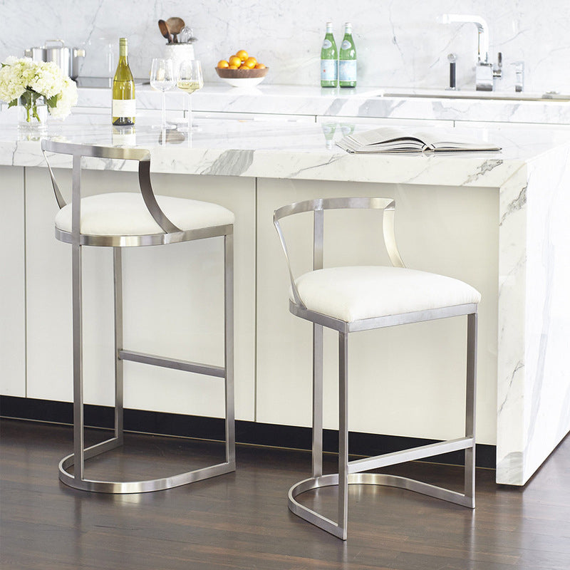Glam Style Upholstered Counter Height Stool Metal Bar Stool Bar Stool Clearhalo 'Bar Furniture' 'Bar Stools' 'bar_stools' 'furn' 'furn_bar_stools' 'Furniture' 'Kitchen & Dining Furniture' 5599124