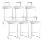 Glam Style Upholstered Counter Height Stool Metal Bar Stool Bar Stool Silver 6 Piece Set Clearhalo 'Bar Furniture' 'Bar Stools' 'bar_stools' 'furn' 'furn_bar_stools' 'Furniture' 'Kitchen & Dining Furniture' 5599126