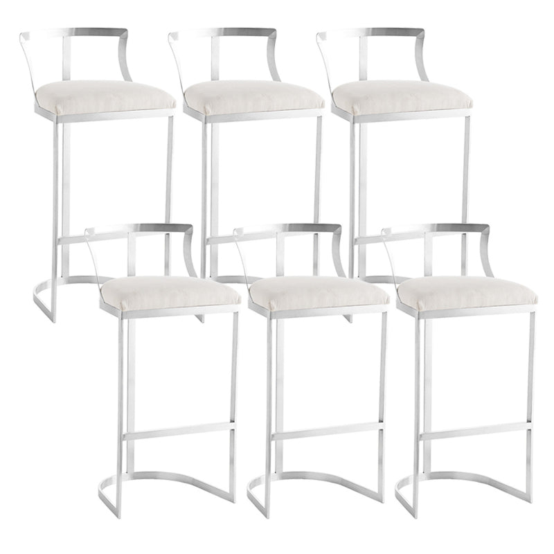 Glam Style Upholstered Counter Height Stool Metal Bar Stool Bar Stool Silver 6 Piece Set Clearhalo 'Bar Furniture' 'Bar Stools' 'bar_stools' 'furn' 'furn_bar_stools' 'Furniture' 'Kitchen & Dining Furniture' 5599126