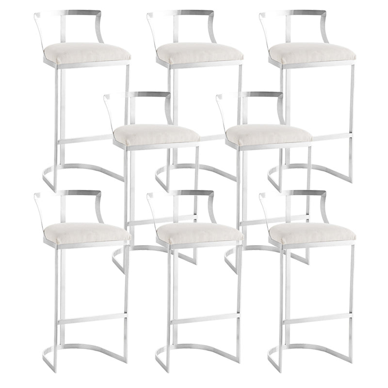 Glam Style Upholstered Counter Height Stool Metal Bar Stool Bar Stool Silver 8 Piece Set Clearhalo 'Bar Furniture' 'Bar Stools' 'bar_stools' 'furn' 'furn_bar_stools' 'Furniture' 'Kitchen & Dining Furniture' 5599127