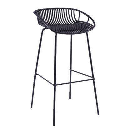 Moderno sgabello da poggiapiedi di ferro da stiro con sedile contornato in plastica per soggiorno