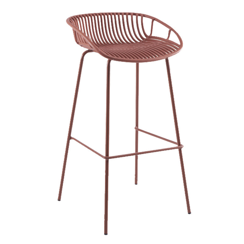 Modern Plastic Contoured Seat Iron Base Footrest Stool for Living Room