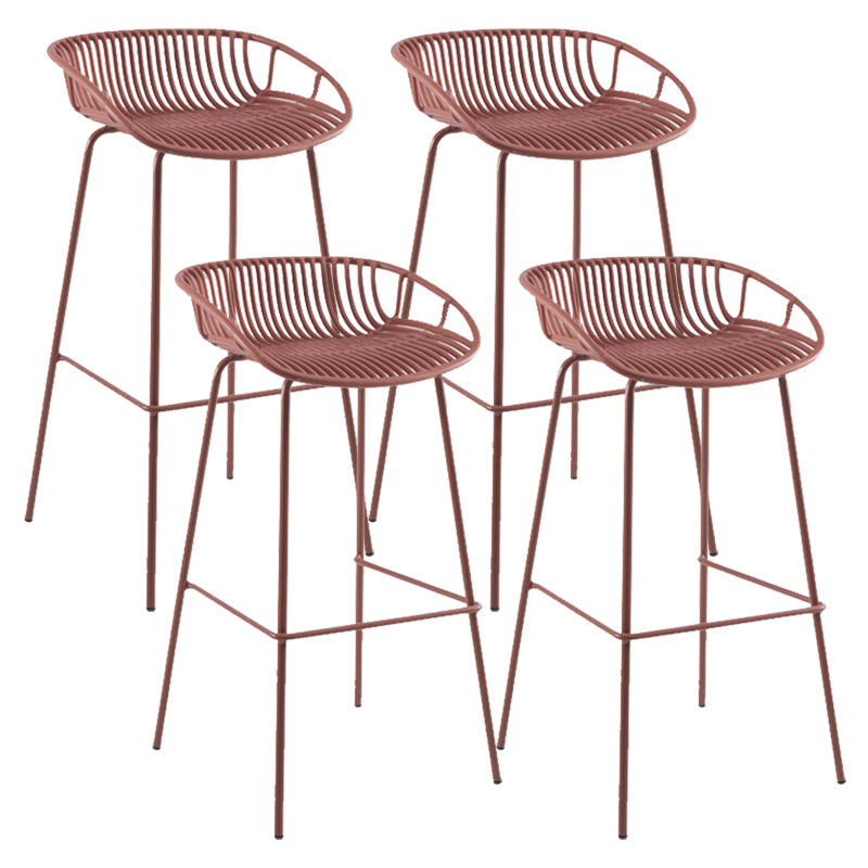 Moderne plastic voorgevormde stoel IJzeren Base voetstoel kruk voor woonkamer