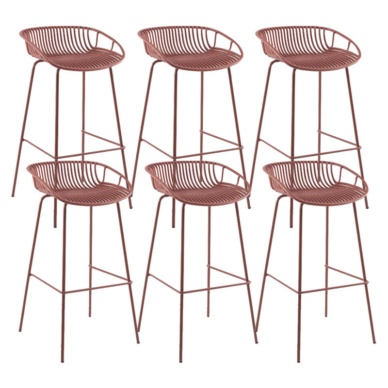 Modern Plastic Contoured Seat Iron Base Footrest Stool for Living Room