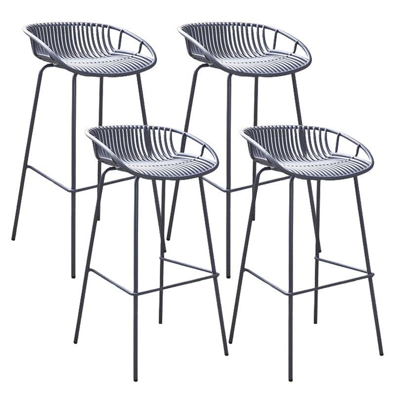 Moderne plastic voorgevormde stoel IJzeren Base voetstoel kruk voor woonkamer