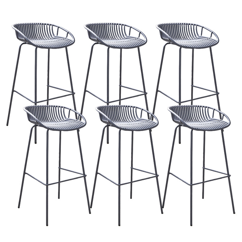 Modern Plastic Contoured Seat Iron Base Footrest Stool for Living Room