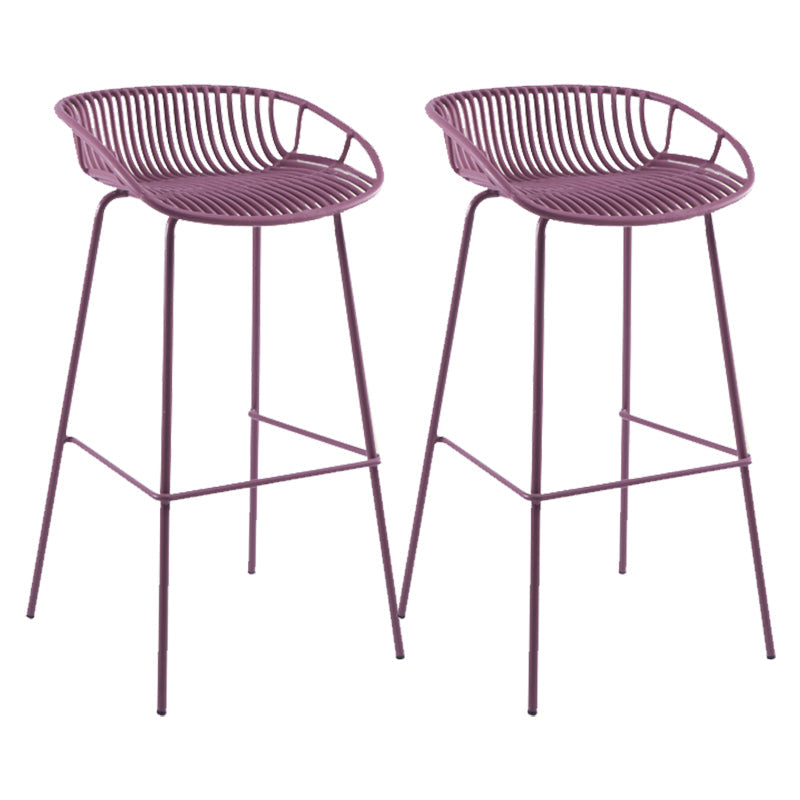 Moderne plastic voorgevormde stoel IJzeren Base voetstoel kruk voor woonkamer