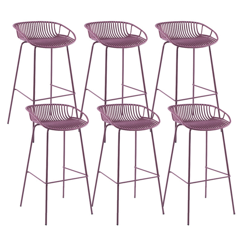 Moderne plastic voorgevormde stoel IJzeren Base voetstoel kruk voor woonkamer