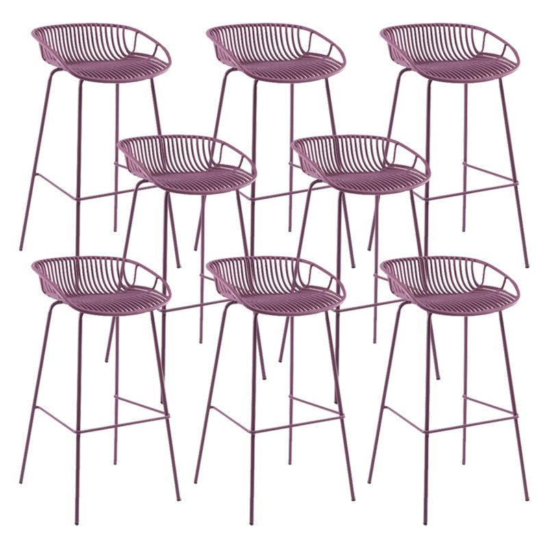 Modern Plastic Contoured Seat Iron Base Footrest Stool for Living Room