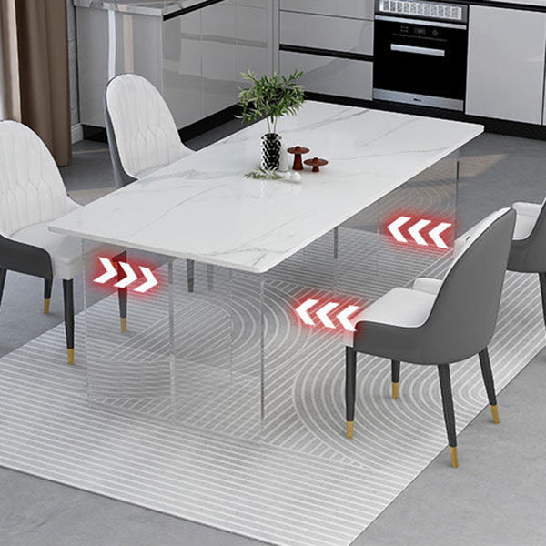 Rectangular Stone Dining Table Acrylic Furniture with Double Pedestal in Matte Finish Clearhalo 'Dining Tables & Seating' 'Dining Tables' 'dining_table' 'furn' 'furn_dining_table' 'Furniture' 'Kitchen & Dining Furniture' 5599497