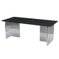 Rectangular Stone Dining Table Acrylic Furniture with Double Pedestal in Matte Finish
