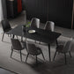 Contemporary Dining Table Set 1/4/5/7 Pcs Black Sintered Stone Top Table with Side Chairs 7 Pieces: Table, 6 Dark Grey Chairs Clearhalo 'Dining Room Sets' 'Dining Tables & Seating' 'dining_room_set' 'furn' 'furn_dining_room_set' 'Furniture' 'Kitchen & Dining Furniture' 5599510